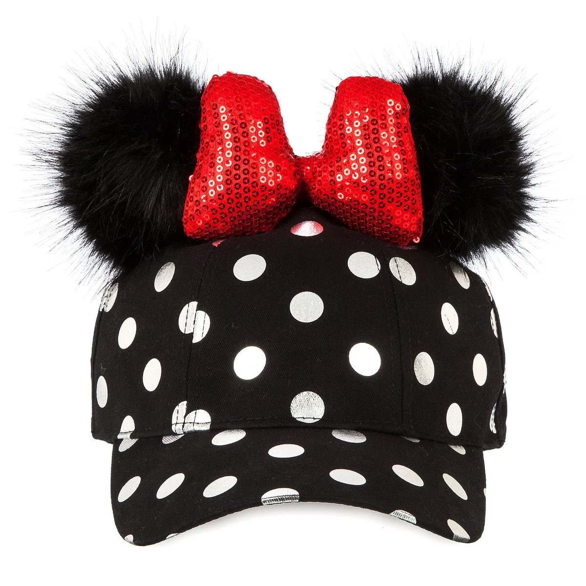 Disney Hat - Baseball Cap - Minnie Mouse Polka Dot Pom Pom - Black 3 Disney Hat - Baseball Cap - Minnie Mouse Polka Dot Pom Pom - Black